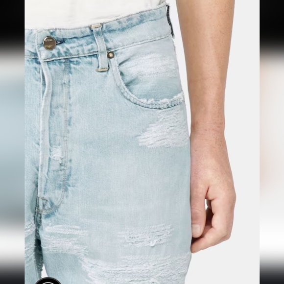 GOLDEN GOOSE Men's Regular-fit Happy jeans distressed button fly Size 33 - Picture 7 of 14